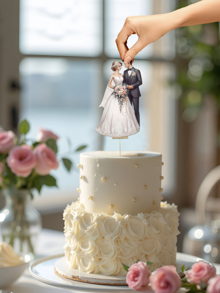 Топпер на торт, свадебная пара